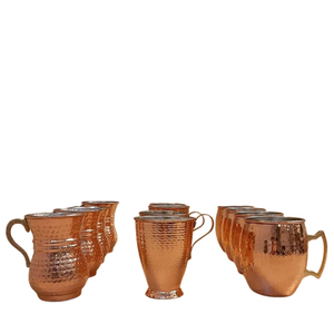 Juego de 6 tazas redondas de cobre hechas a mano con textura martillada, de moda, para bebidas en el hogar. - Product Image 6