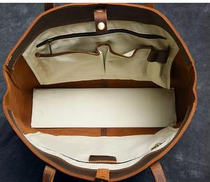 Bolso Tote de Cuero Genuino al por Mayor para Mujer, Gran Capacidad, Cierre de Cremallera, Estilo Vintage, Color y Logotipo Personalizables, Uso Diario - Product Image 3