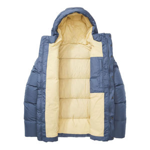 Veste d'hiver pour homme en duvet bleu, à capuche, col montant, fermeture éclair, coupe-vent, décontractée, couleur unie, coupe classique - Product Image 2