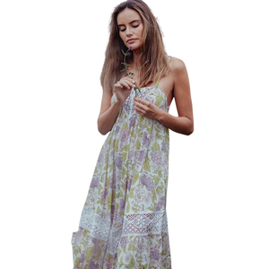 Vestido largo de verano para mujer con estampado floral y lazo frontal - Product Image 4