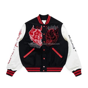 Best Quality <b>Men</b> Varsity <b>Jacket</b> Manufacturer <b>White</b> Leather Sleeves Chenille Patches Varsity <b>Jacket</b> With Embroidery Logo - Product Image 3