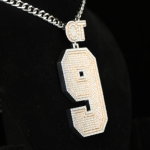 Colgante de letras personalizado con incrustaciones de moissanita y perlas de agua dulce, de plata de ley 925, para cadena cubana, joyería de rapero, colgante certificado - Product Image 4