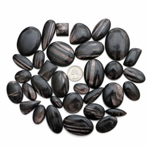 Natural Hypersthene Cabochon <b>Silver</b> Brass Pendant Necklace Boho Style Gemstone Jewelry - Product Image 2