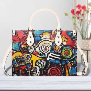Sac fourre-tout décontracté pour femme en cuir PU imprimé, avec deux poignées et bandoulière amovible, grande capacité, sac à main tendance pour usage quotidien - Product Image 4