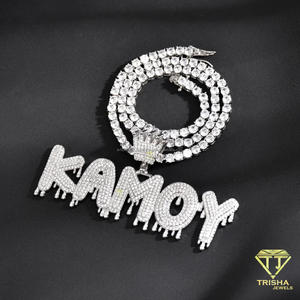 Collier personnalisé avec pendentif lettre en forme de couronne et diamant de laboratoire, design bulle, bijoux de luxe pour les acheteurs en gros - Product Image 3