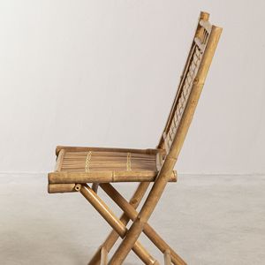 Wholesale Rustic Bamboo Folding <b>Chair</b> Curved Back Stable Frame Durable Natural Seating for Indoor Outdoor Furniture OEM ODM - Product Image 4