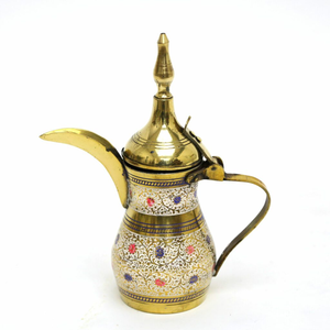 Authentic vintage copper coffee pot with silver filigree and tall finial, available at wholesale prices for decorators. - Product Image 3