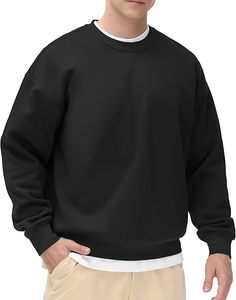 Sudadera de Color Liso para Hombre, Informal, para Uso Diario, de Algodón Suave, de Manga Larga, Cómoda, Estilo Moderno y Minimalista - Product Image 1