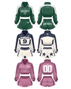 2026 Women's 2-Piece Street Sportswear Set Full-Sleeve T-Shirt and <b>Knee</b>-Length Shorts Breathable Non-Pilling - Product Image 1