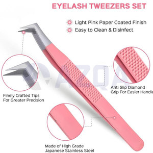 Ensemble de pinces professionnelles en acier inoxydable pour extensions de cils avec miroir pour une application et un isolation précis des cils - Product Image 2