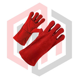 Gants de soudure en cuir rouge de haute qualité 11 oz, résistants au feu, anti-coupure, anti-chaleur, respirants, personnalisables, pour électriciens - Product Image 2