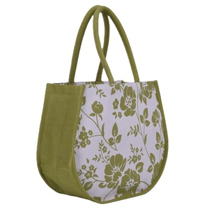 Bolso de compras de yute con estampado completo con tirador de cremallera superior fabricado en Bengala Occidental, India - Product Image 3