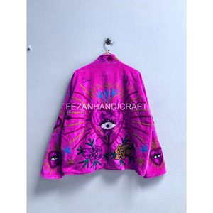 <b>Women's</b> Embroidered <b>Velvet</b> Jacket Floral Pattern Turn-down Collar Full Sleeve Autumn Wear - Product Image 5