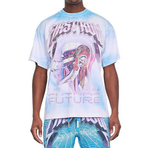 T-shirt noir surdimensionné pour homme avec imprimé loup, logo Defend Your Rights au dos, style streetwear, manches courtes, col rond, jersey de coton - Product Image 3