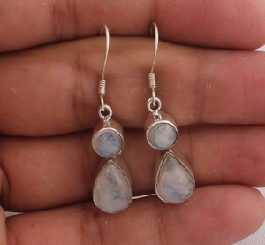 Natural Rainbow Moonstone <b>Earrings</b> 925 <b>Silver</b> Handmade Jewelry Manufacturer Blue Fire Moonstone Cabochon <b>Earrings</b> Bulk Wholesale - Product Image 3