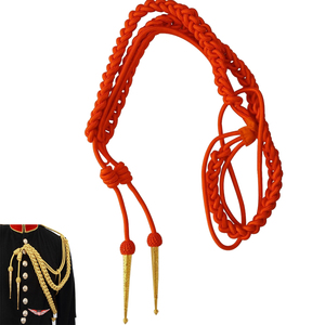 Gold <b>Braided</b> Aiguillette with Metal Tips Gold <b>Cord</b> Two Brass Gold Plated Tips - Product Image 4