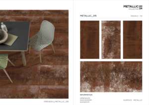 กระเบื้องพอร์ซเลนเมทัลลิกแบบใหม่ ขนาด 600x1200 มม. รูปแบบขนาดใหญ่ พื้นผิวมันเงา พรีเมียม สำหรับตกแต่งผนังและพื้นภายในและภายนอกอาคาร ดีไซน์ทันสมัย ระดับพรีเมียม - Product Image 4