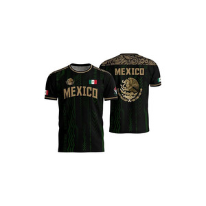 Mexico Soccer Jersey Men's Black Green Sublimated Crew Neck Short Sleeve Breathable Polyester Adult All Seasons Apparel - Product Image 1