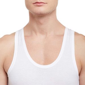 Chaleco Casual para Hombre STELLAR STR-MV07, Transpirable, Color Blanco Liso, Logotipo Frontal, 100% Algodón Tejido, 120g, para Gimnasio - Product Image 1