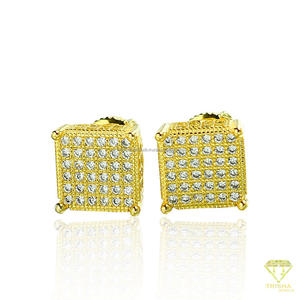 Boucles d'oreilles carrées en argent sterling 925 avec diamants Moissanite, éclat brillant, bijoux de luxe pour hommes et femmes - Product Image 3