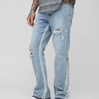 Großhandel Maßgeschneiderte Bestickte Stonewashed Hip-Hop Distressed Denim Jeans Streetwear Geringe Mindestbestellmenge Fabrikpreis 100% Baumwolle Hochwertig