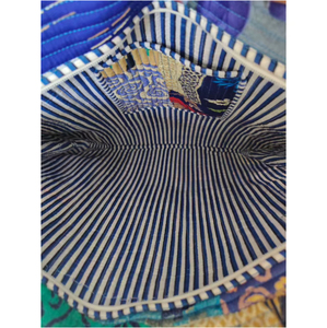 Bohemian Cotton Dress <b>Tote</b> <b>Bag</b> Striped Pattern Soft Handle Zipper Closure Arcuate Shoulder Strap Open Top Unisex Anti-Theft - Product Image 6