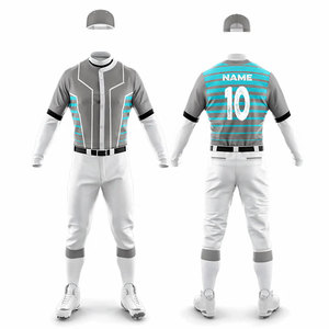 Tenues de baseball personnalisées en polyester grande taille, motifs imprimés écologiques, vêtements de sport pour adultes, uniformes d'équipe - Product Image 1