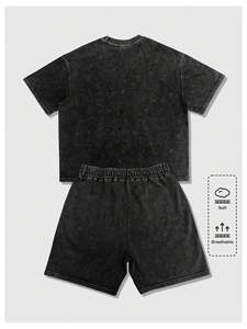 Ensemble short deux pièces pour homme personnalisé OEM, imprimé par transfert thermique, en tissu éponge, avec t-shirt et short en coton à séchage rapide - Product Image 2
