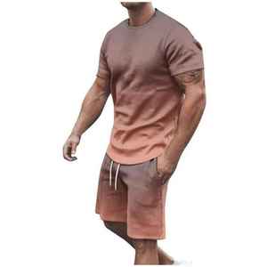 เสื้อยืดและกางเกงขาสั้นชุดคู่สำหรับผู้ชาย พิมพ์ลายตามสั่ง ขายส่ง ผ้าฝ้าย ชุดลำลองฤดูร้อนสองชิ้น ชุดเข้าชุด จำหน่ายจำนวนมาก - Product Image 5