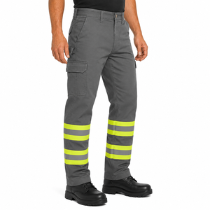 Pantalon de travail cargo réfléchissant haute visibilité pour hommes, respirant, pour la construction, service OEM personnalisé, vente en gros - Product Image 3