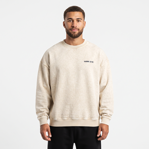 Sudadera de cuello redondo para hombre con lavado ácido, corte oversize, hombros caídos, forro transpirable, tejido French Terry ecológico, estilo casual de primavera - Product Image 5