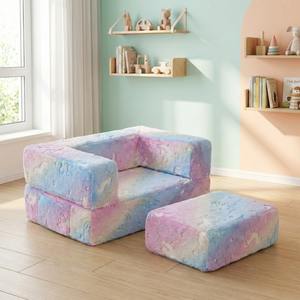 Sofá Modular Infantil Moderno con Respaldo de Cojín, Espuma de Alta Densidad, Embalaje Comprimido, Capacidad para 2 Personas, Muebles para Sala de Estar o Escuela - Product Image 1