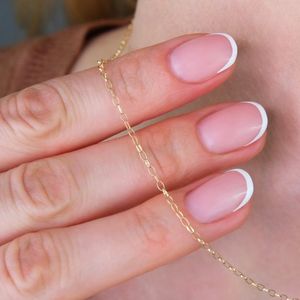 Gold Tone Oval Link Chain Necklace for Women <b>Minimalist</b> Everyday Layering <b>Jewelry</b> - Product Image 2