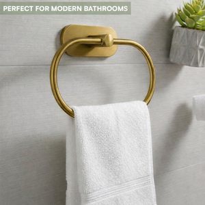 <b>Towel</b> Ring Holder for Bathroom Wall Mount Gleaming Golden Color Wall Mounted <b>Towel</b> <b>Rack</b> No Drill <b>Towel</b> Ring Bathroom for Sell - Product Image 6