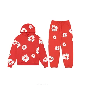 Outono nova moda americana Kapok 3D conjunto de suéter estampado para homens hip hop calças esportivas casuais casal terno de suor