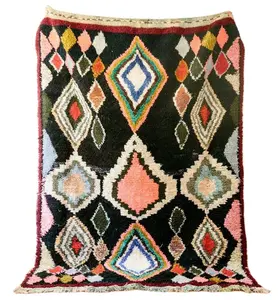 手工制作高级简约现代摩洛哥地毯复古摩洛哥背红色