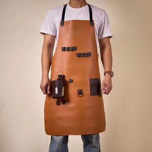 Delantal de Cuero con Tirantes Cruzados en la Espalda y Bolsillos Dobles para Uniforme de Camareros de Restaurante o Bar - Product Image 1