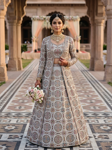 Material base de algodón bordado con lentejuelas circulares para chaqueta de mujer, lehenga nupcial, abaya, caftán, sherwani, decoración del hogar. - Product Image 3