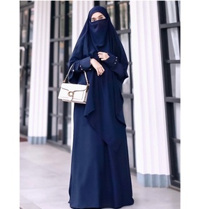 Long Niqab Eid Ramadan Traditional Muslim One Layer Full Cover Breathable Crepe Women <b>Islamic</b> Prayer Long Niqab - Product Image 5