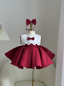 Robe de soirée élégante pour filles avec nœud, manches bouffantes, coupe trapèze en tulle, robe de bal personnalisée pour enfants, vente en gros (19 pièces) - Product Image 5
