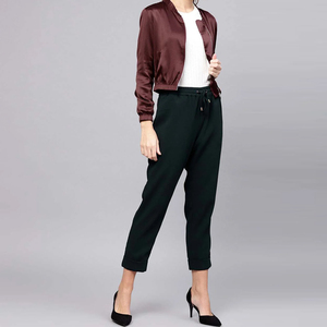 <b>Women</b> Classic Zip up Raw Eco-Friendly Bomber Jacket Fashion Casual Streetwear <b>Coat</b> Custom Logo OEM Wholesale Manufacturer - Product Image 2