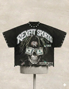 Camisetas Personalizadas con Serigrafía y Pedrería, 100% Algodón, Talla Grande, 240 GSM, Estilo Urbano, Fabricante OEM - Product Image 1