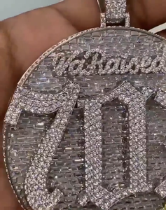 Pendentif Hip Hop en Moissanite Ronde VVS, Plaqué Rhodium, Argent 925, Bijou de Luxe Personnalisé - Product Image 3