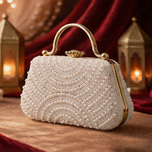 White Pearl Beaded Party <b>Clutch</b> Bag Luxury <b>Wedding</b> Evening Handbag for Women Occasions - Product Image 2