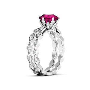 แหวนหินโกเมนโรโดไลต์ธรรมชาติสีเงินสเตอร์ลิง925คุณภาพดีดีไซน์ล่าสุดชุบโรสโกลด์18K ร้านเครื่องประดับตอนนี้ - Product Image 3