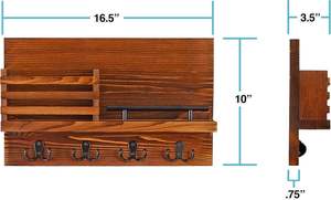 Rustic Key Holder Mail <b>Shelf</b> Wall Organizer Decorative Entryway Storage <b>Rack</b> with Hooks for Keys Letters Accessories - Product Image 3