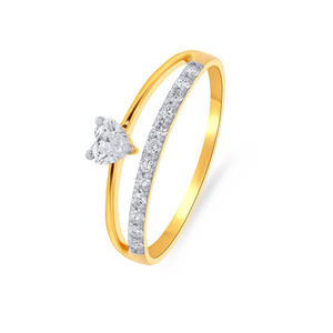 แหวนเพชรรูปหัวใจ Rising Heart Dazzle แหวนเพชรรูปหัวใจ ทอง 14K พร้อมดีไซน์วงแหวนคู่ - Product Image 1
