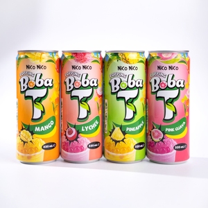 Thé glacé à l'ananas au litchi avec boissons au boba à éclater-Thé aux fruits 320ML Can Nico Marque Prix de gros Fabricant de boissons - Product Image 6