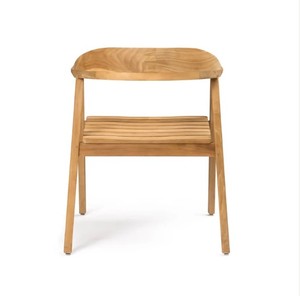 Fauteuil Hiro en teck massif avec dossier incurvé bas, chaise de jardin pour terrasse - Product Image 4