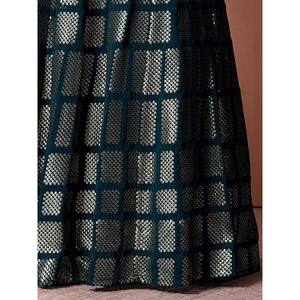 Teal Blue <b>Sequins</b> Georgette Party Wear Lehenga Choli for Women - Product Image 3